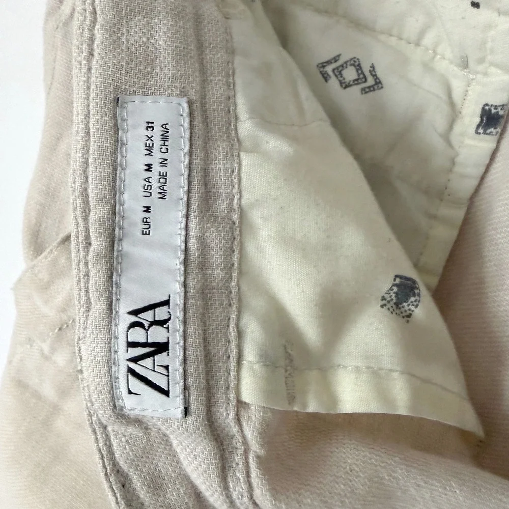 Zara Linen Blend Men Size 31 Shorts Summer Casual Beach Lightweight Neutral - Picture 7 of 9